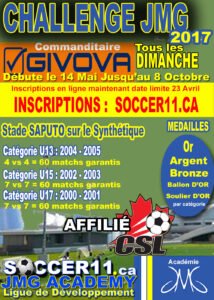 Kit Genova Ligue de developpement Soccer 11 association soccer du quebec challenge jmg